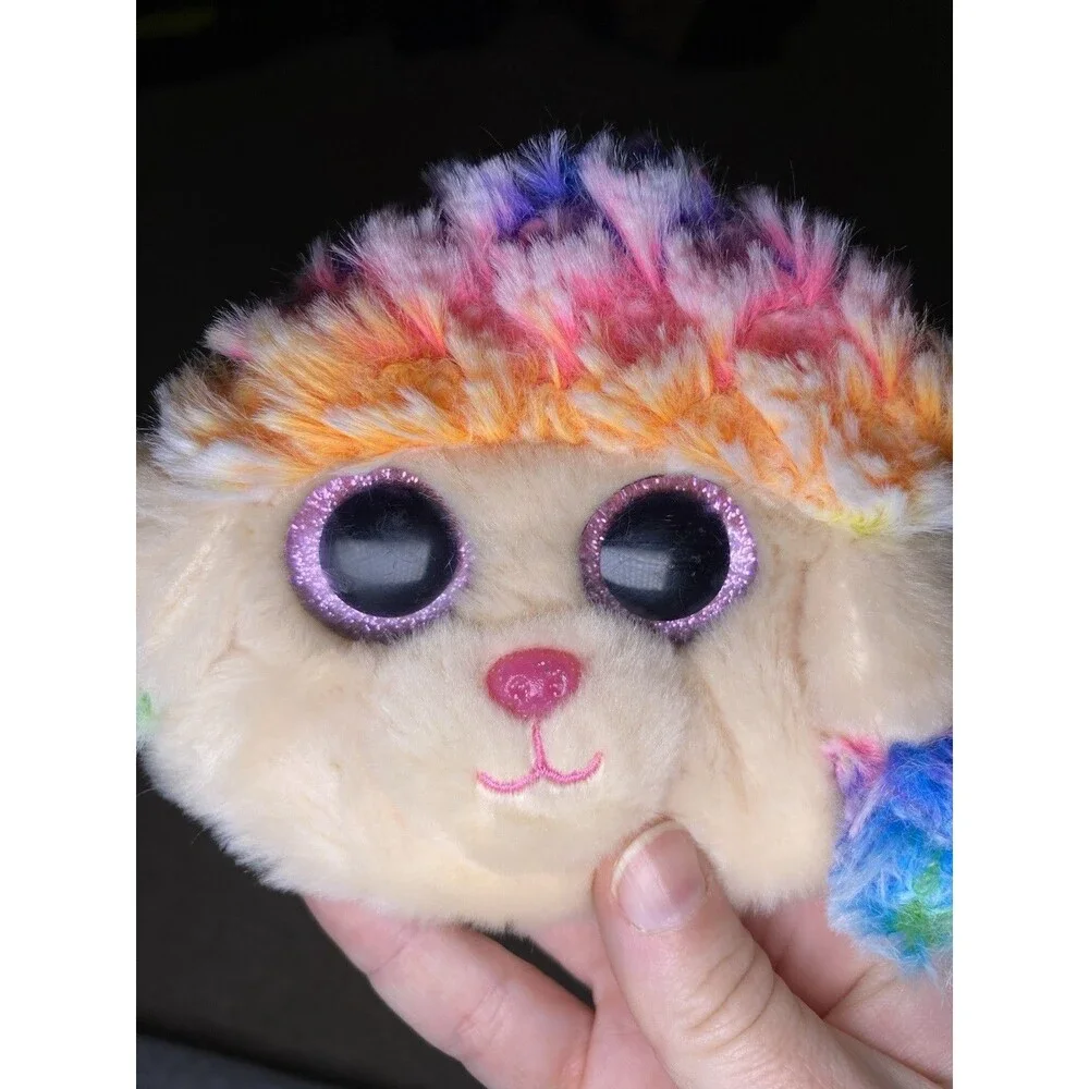 Ty Beanie Boos Rainbow Poodle Wristlet Coin Purse Plush Bag